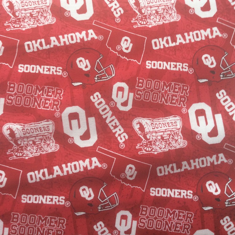 Sykel Oklahoma Sooners OU Cotton Fabric – Tone-on-Tone Print – Sold By The Yard – Full Yards
