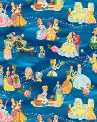 Foust Textiles Inc Vintage Storybooks Cinderellas Tale Blue Fabric