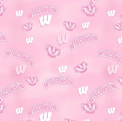 college,ncaa,wisconsin,wisconsin badgers,university of wisconsin,wisconsin badgers fabric,quilting fabric,wisconsin badgers quilting fabric,pink,pink fabric,pink wisconsin badgers fabric,WIS-128,254805,Pink Wisconsin Badgers Cotton Print