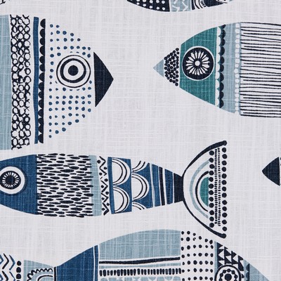 Gum Tree Gone Fishing Atlantic in new 2022 2nd batch Blue Cotton  Blend Fire Rated Fabric Fish and Friends   Fabric