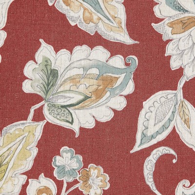 Gum Tree Gracie Sangria in new 2022 2nd batch Red Polyester  Blend Fire Rated Fabric Jacobean Floral  Modern Floral  Fabric