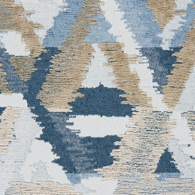 Gum Tree Josephine Indigo in new2021 Blue Polyester  Blend Fire Rated Fabric Contemporary Diamond  Navajo Print   Fabric