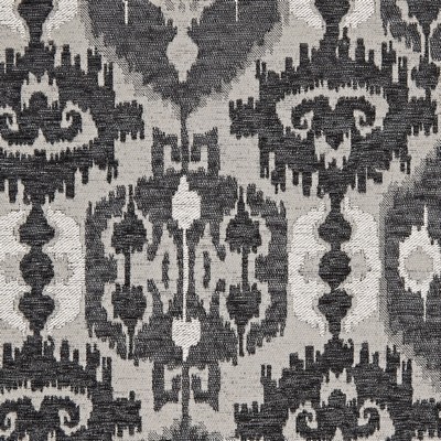 Gum Tree Morocco Steel in new 2022 2nd batch Grey Polyester  Blend Fire Rated Fabric Ethnic and Global  Ikat Navajo Print   Fabric
