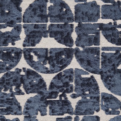 Gum Tree Wish Navy in new2021 Blue Polyester  Blend Fire Rated Fabric Circles and Swirls  Fabric