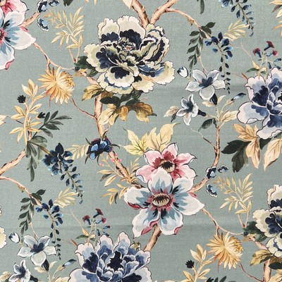 Hamilton Fabric Belladonna Mist jan 2024 Cotton Cotton Large Print Floral  Traditional Floral  Fabric