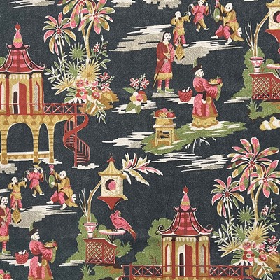 Hamilton Fabric Ganden Midnight jan 2024 Multi Cotton Cotton People and Character  Oriental  Oriental Toile  Fabric