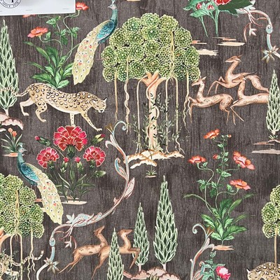 Hamilton Fabric Tolkein Walnut jan 2024 Brown Cotton Cotton Birds and Feather  Jungle Safari  Leaves and Trees  Miscellaneous Novelty Fabric