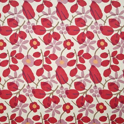 Kasmir Blansette Garden Lipstick in Great Expectations Volume 2 Red Drapery-Upholstery Linen Fire Rated Fabric Line Drawn Flower   Fabric