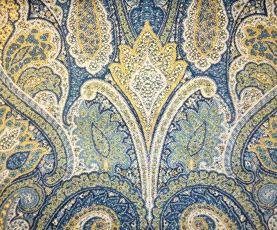 Kasmir Cheverny Sapphire in Fresh Perspectives, Volume 2 Blue Multipurpose Cotton Fire Rated Fabric Classic Paisley   Fabric