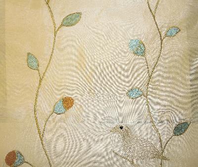 Kasmir Estuary Simply Pearl in Fresh Perspectives, Volume 2 Beige Multipurpose Nylon  Blend Fire Rated Fabric Birds and Feather  Embroidered Faux Silk Leaves and Trees   Fabric