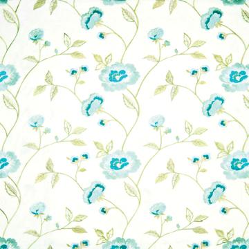 Kasmir Florabella Niagara in New Attitudes, Volume 3 Blue Drapery-Upholstery Rayon  Blend Floral Faux Silk  Embroidered Faux Silk Medium Print Floral   Fabric