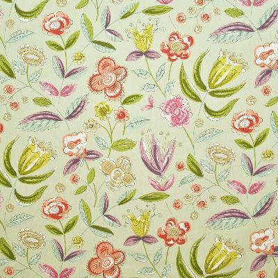 Kasmir Hipster Floral Fennel in Great Expectations Volume 3 Green Drapery-Upholstery Cotton Fire Rated Fabric Line Drawn Flower   Fabric