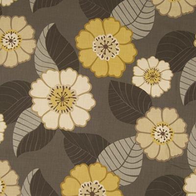 Kasmir In Bloom Grey in Fresh Perspectives, Volume 3 Yellow Multipurpose Cotton Fire Rated Fabric Retro Floral   Fabric