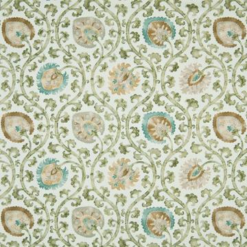 Kasmir Istanbul Garden Misty Blue in New Attitudes, Volume 3 Blue Drapery-Upholstery Cotton Fire Rated Fabric Large Print Floral   Fabric
