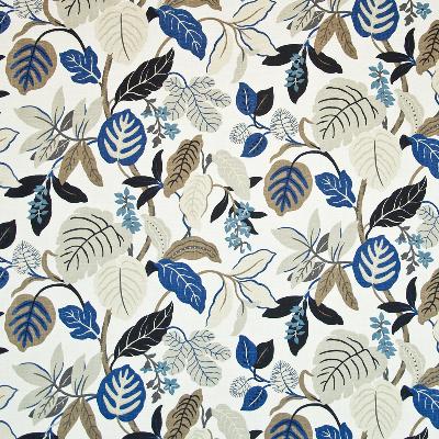 Kasmir Jaffrey Point Bluestone in Great Expectations Volume 3 Blue Drapery-Upholstery Cotton Fire Rated Fabric Leaves and Trees   Fabric