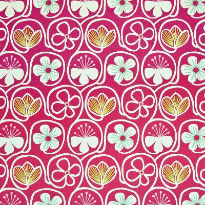 Kasmir Poipu Beach Raspberry in Great Expectations Volume 2 Pink Drapery-Upholstery Cotton Fire Rated Fabric Modern Floral Retro Floral   Fabric