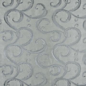 Kasmir Tosca Scroll Blue Steel in New Attitudes, Volume 3 Grey Drapery-Upholstery Polyester  Blend Fire Rated Fabric Embroidered Faux Silk Scrolling Vines   Fabric