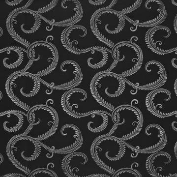 Kasmir Tosca Scroll Onyx in New Attitudes, Volume 1 Black Multipurpose Polyester  Blend Fire Rated Fabric Faux Silk Print  Scrolling Vines   Fabric