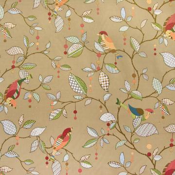 Kasmir Tweeter Tea in Classic Elegance, Vol 1 Multipurpose Cotton Fire Rated Fabric Birds and Feather  Medium Print Floral  Retro Floral   Fabric