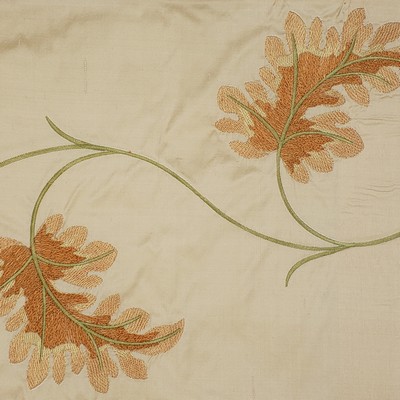 English Oak Ecru in sept 2022 Beige Multipurpose Silk Floral Embroidery Leaves and Trees  Embroidered Silk  Floral Silk   Fabric