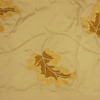 English Oak Sand in sept 2022 Brown Multipurpose Silk Floral Embroidery Leaves and Trees  Embroidered Silk  Floral Silk   Fabric