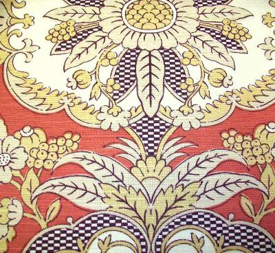Lady Ann Fabrics Ranada Coral in Simply Jay Yang Red Drapery Cotton  Blend Medium Print Floral  