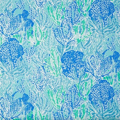 Lee Jofa Lets Cha Cha Shorely Blue in Lilly Pulitzer II Fabric Blue Drapery-Upholstery COTTON Marine Life   Fabric