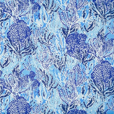 Lee Jofa Lets Cha Cha Beach Blue in Lilly Pulitzer II Fabric Blue Drapery-Upholstery COTTON Marine Life   Fabric