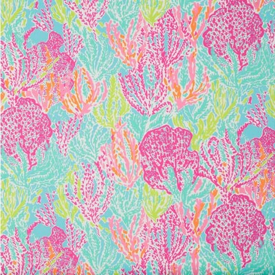 Lee Jofa Lets Cha Cha Tiki Shorely in Lilly Pulitzer II Fabric Pink Drapery-Upholstery COTTON Marine Life   Fabric