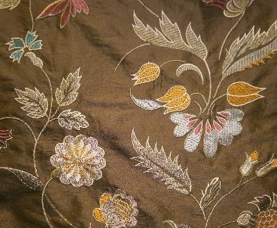 Libas International 36709 Chocolate Silk in New Libas 2012 Drapery Silk Embroidered Silk  Floral Silk   Fabric