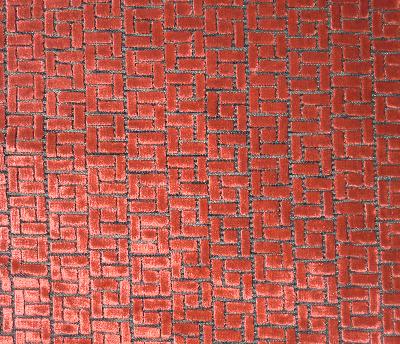 Prestige Atomic Velvet in Lavish Orange Drapery-Upholstery Polyester  Blend Geometric  Patterned Velvet   Fabric
