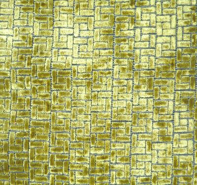 Prestige Palm Velvet in Lavish Green Drapery-Upholstery Polyester  Blend Geometric  Patterned Velvet   Fabric