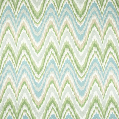 Mitchell Fabrics Azuki Ikat Spa in Book 2204 Multi-Purpose Green Blue Green Multipurpose Cotton Fire Rated Fabric Crewel and Embroidered  Ethnic and Global  Zig Zag  Ikat  Fabric