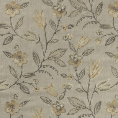Mitchell Fabrics Belford Moonstone in Book 2106 Multipurpose Grey Multipurpose Cotton42%  Blend Fire Rated Fabric Crewel and Embroidered  Floral Embroidery Medium Print Floral  Vine and Flower   Fabric