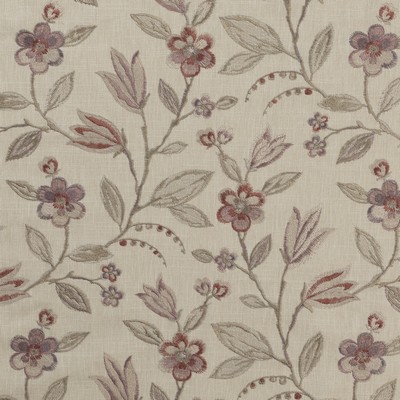 Mitchell Fabrics Belford Wisteria in Book 2106 Multipurpose Purple Multipurpose Cotton42%  Blend Fire Rated Fabric Crewel and Embroidered  Floral Embroidery Medium Print Floral  Vine and Flower   Fabric