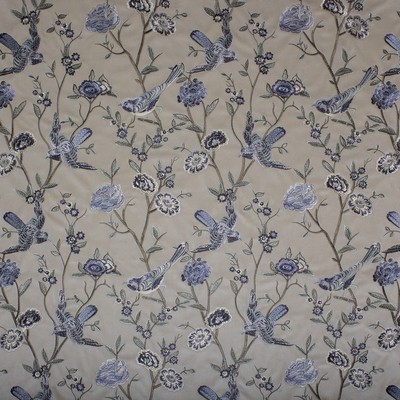 Mitchell Fabrics Birdland Linen in Book 2007 Luxe Velvet Beige Multipurpose Polyester30%  Blend Birds and Feather  Crewel and Embroidered  Floral Embroidery Medium Print Floral  Contemporary Velvet   Fabric