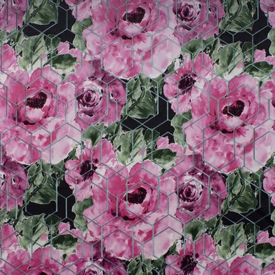 Mitchell Fabrics Florette Rose in Book 2007 Luxe Velvet Pink Multipurpose Polyester7%  Blend Crewel and Embroidered  Large Print Floral  Modern Floral Jacobean Floral  Printed Velvet   Fabric