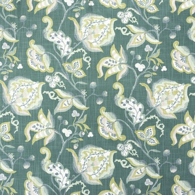 Mitchell Fabrics Linlee Eden in Book 2204 Multi-Purpose Green Blue Green Multipurpose Cotton Fire Rated Fabric Floral Flame Retardant  Jacobean Floral   Fabric
