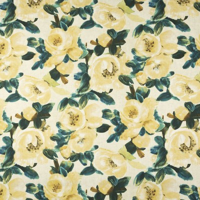 Mitchell Fabrics Roseland Lemon in Book 2203 Multi-Purpose Colors Yellow Multipurpose Polyester5%  Blend Fire Rated Fabric Floral Flame Retardant  Modern Floral Big Flower  Large Print Floral   Fabric