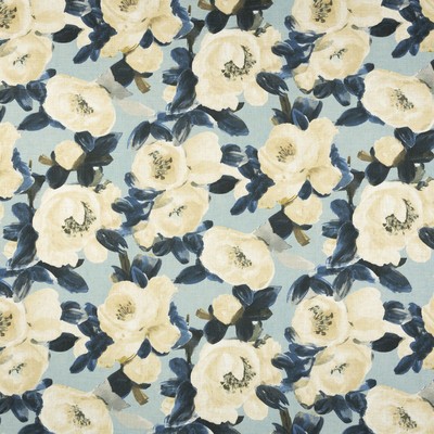 Mitchell Fabrics Roseland River in Book 2203 Multi-Purpose Colors Blue Multipurpose Polyester5%  Blend Fire Rated Fabric Floral Flame Retardant  Modern Floral Big Flower  Large Print Floral   Fabric
