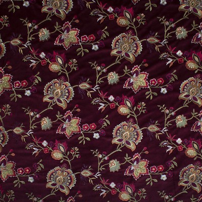 Mitchell Fabrics Vineland Red in Book 2007 Luxe Velvet Red Multipurpose Rayon  Blend Crewel and Embroidered  Jacobean Floral  Floral Embroidery Patterned Velvet  Contemporary Velvet   Fabric