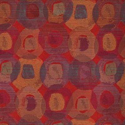 Norbar Marni Scarlet 231 essence Red Upholstery Polyester  Blend Circles and Swirls Medium Duty Fabric