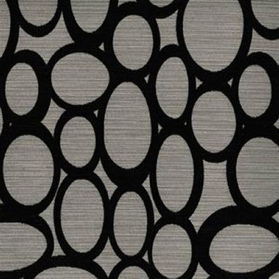 Norbar Rhodes Steel 76 essence Black Upholstery Polyacrylic  Blend Patterned Chenille  Circles and Swirls Medium Duty Fabric