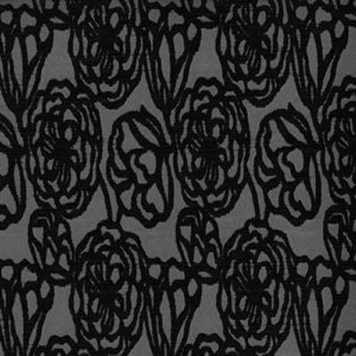 Norbar Ryan Midnight 70 essence Black Upholstery POLYACRYLIC  Blend Patterned Chenille  Medium Duty Line Drawn Flower  Modern Floral Fabric