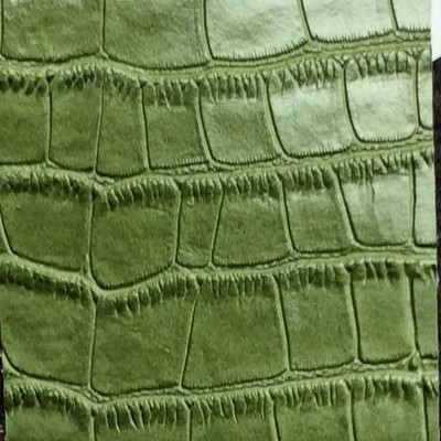 Big Crocodile Green in outback exotics Green Upholstery VIRGIN  Blend Animal Print  Animal Skin  Animal Vinyl   Fabric