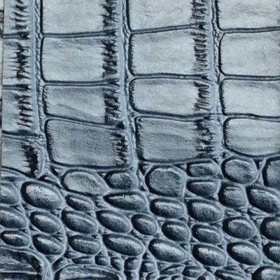 Big Crocodile Blue Grey in outback exotics Grey Upholstery VIRGIN  Blend Animal Print  Animal Skin  Animal Vinyl   Fabric