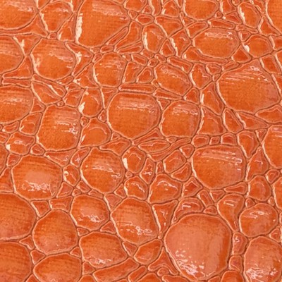 Croco Leather Orange in outback exotics Orange Upholstery VIRGIN  Blend Fire Rated Fabric Animal Print  Animal Skin  Animal Vinyl   Fabric