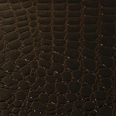 Croco Leather Chocolate in outback exotics Brown Upholstery VIRGIN  Blend Fire Rated Fabric Animal Print  Animal Skin  Animal Vinyl   Fabric