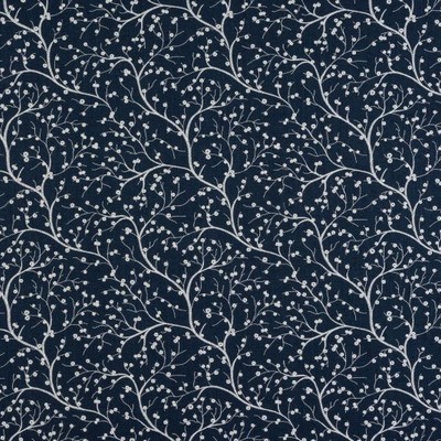 Novel Lytham Denim 40043 in ELWIN LUXURY EMBROIDERIES Blue Drapery Linen  Blend Elwin Luxury Embroideries Crewel and Embroidered  Vine and Flower   Fabric