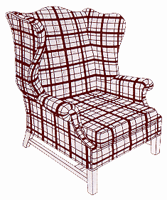 plaid fabric wingback chair
